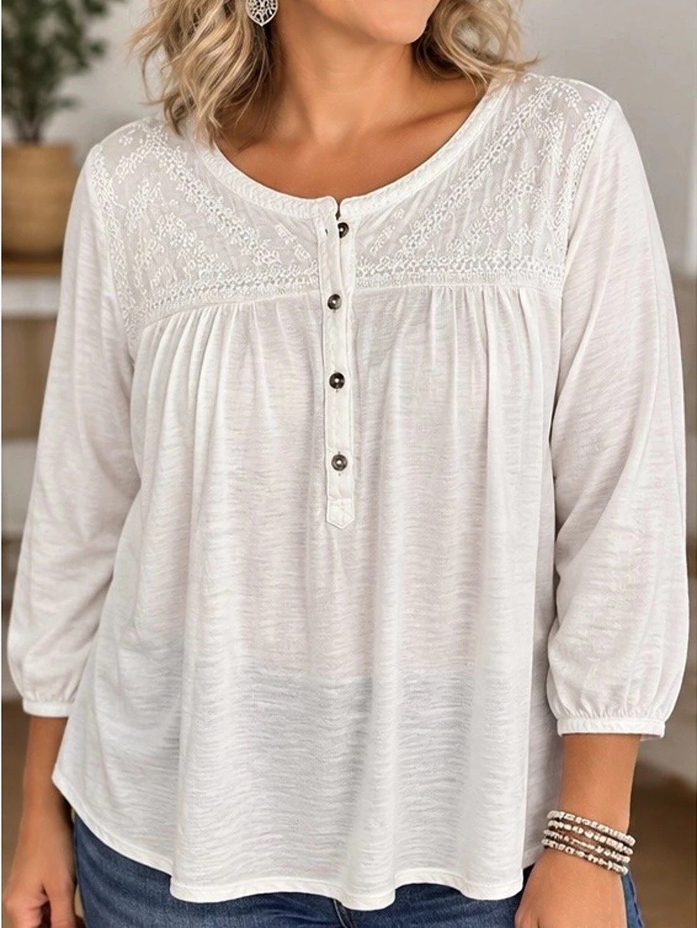 A lucky Brand Embroidered Cotton Tunic White Size 1X